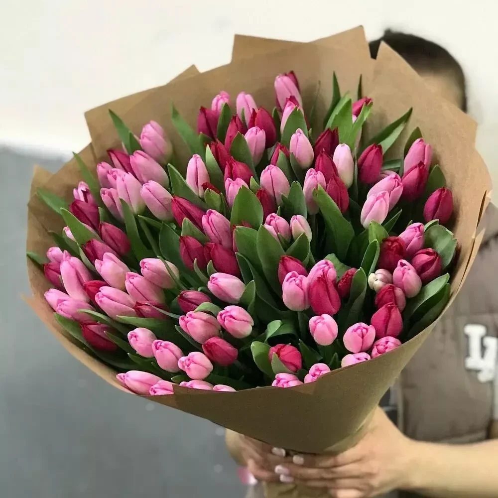 101 голландский тюльпан в крафте, изображение 2